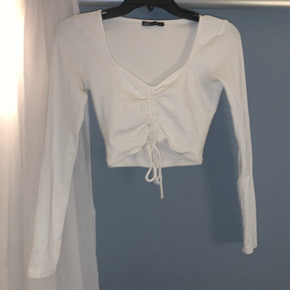 White Zara longsleeve blouse